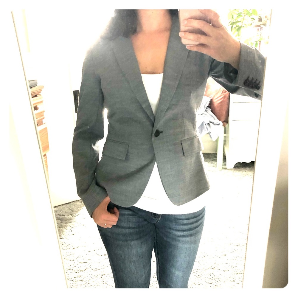 Ann Taylor Factory Gray Single-Button Blazer